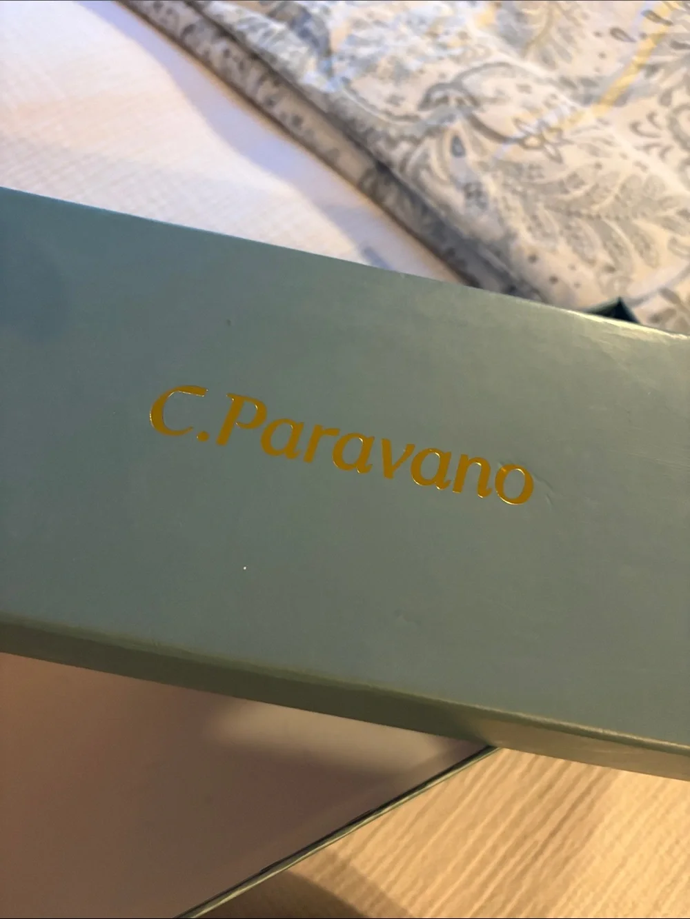 C. Paravano Navy Patent Bow Square-Toe Flats
